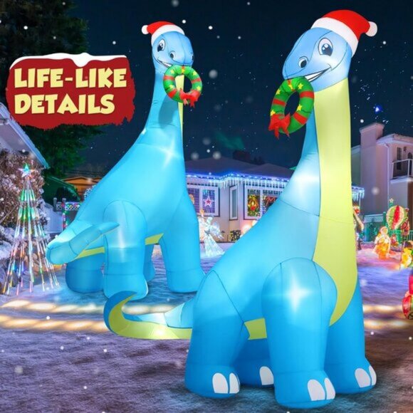 🆕12FT Christmas Inflatable Dinosaur Built-in Bright Light Outdoor Decoration - Picture 5 of 8